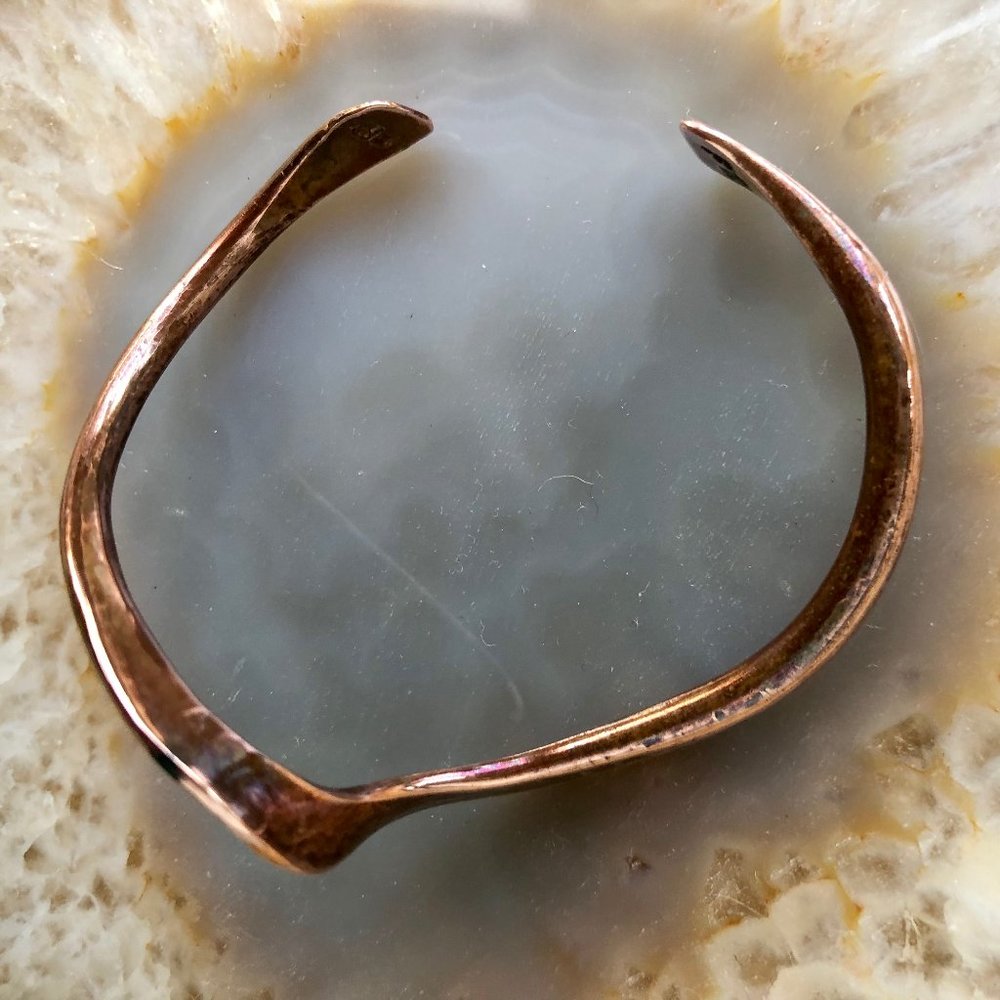 Solid Copper Cuff Bracelet Native Artist - image 6